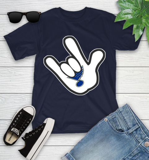 St.Louis Blues NHL Hockey Mickey Rock Hand Disney Youth T-Shirt 3