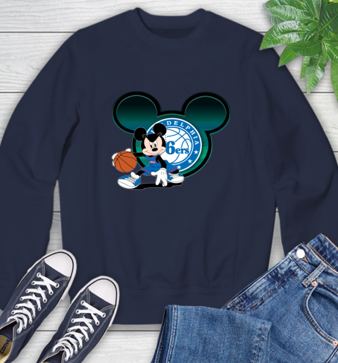 NBA Philadelphia 76ers Mickey Mouse Disney Basketball Sweatshirt 3
