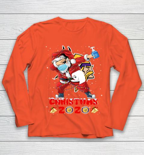 Minnesota Vikings Funny Santa Claus Dabbing Christmas 2020 NFL Youth Long Sleeve 3