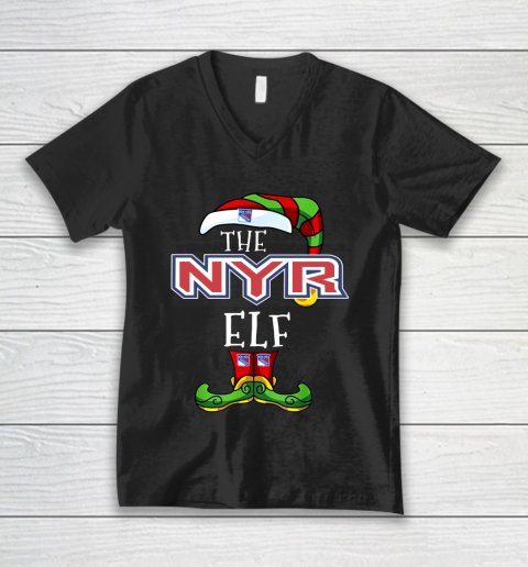 New York Rangers Christmas ELF Funny NHL V-Neck T-Shirt