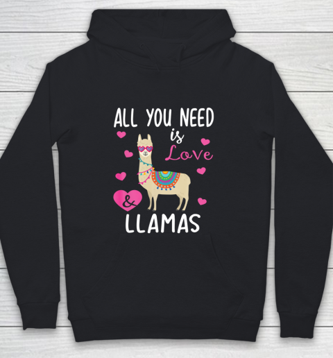 Valentine Llama All You Need Is Love Llamas Youth Hoodie
