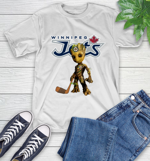 Winnipeg Jets NHL Hockey Groot Marvel Guardians Of The Galaxy T-Shirt