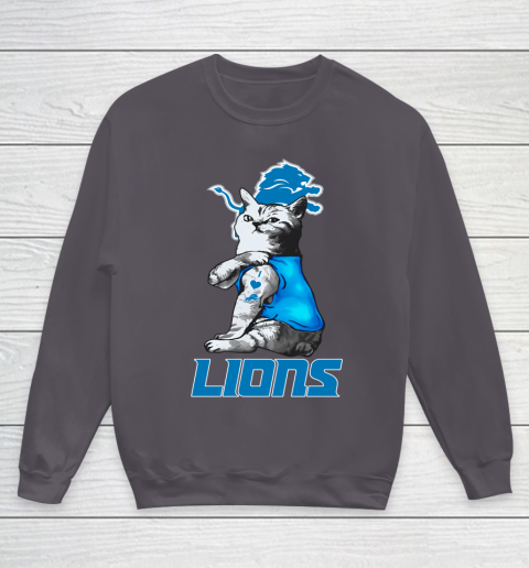 NFL Football My Cat Loves Detroit Lions Youth Sweatshirt 5