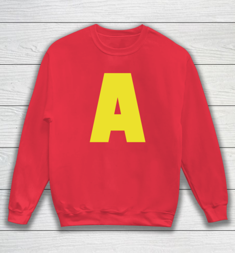 Yellow A On Red For Alvin Halloween Costume Sweatshirt