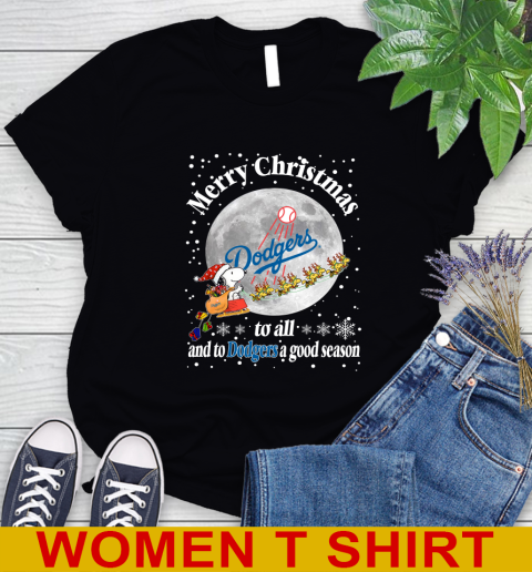 Los Angeles Dodgers Merry Christmas To All And To Dodgers A Good Season MLB Baseball Sports Women's T-Shirt