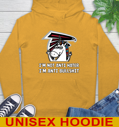 Atlanta Falcons NFL Football Unicorn I'm Not Anti Hater I'm Anti Bullshit Hoodie 3