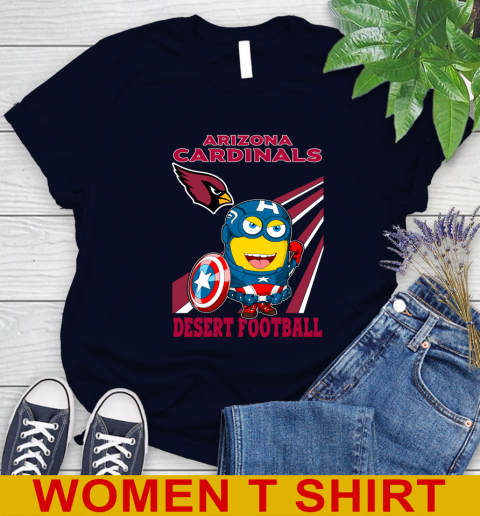 NFL Football Arizona Cardinals Captain America Marvel Avengers Minion Shirt Women's T-Shirt 2