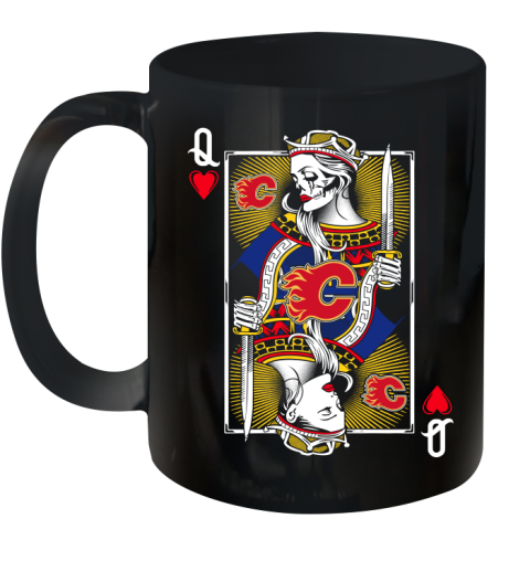 NHL Hockey Calgary Flames The Queen Of Hearts Card Shirt Ceramic Mug 11oz