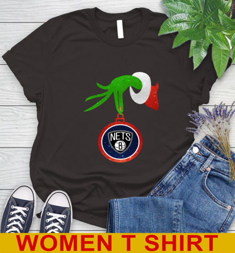 Brooklyn Nets Grinch Merry Christmas NBA Basketball Women's T-Shirt 8