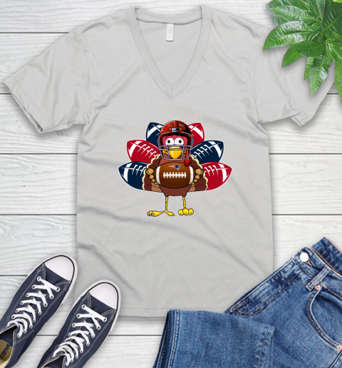 New England Patriots Turkey Thanksgiving Day V-Neck T-Shirt