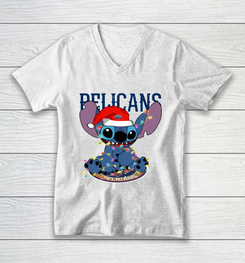 New Orleans Pelicans NBA noel stitch Basketball Christmas V-Neck T-Shirt