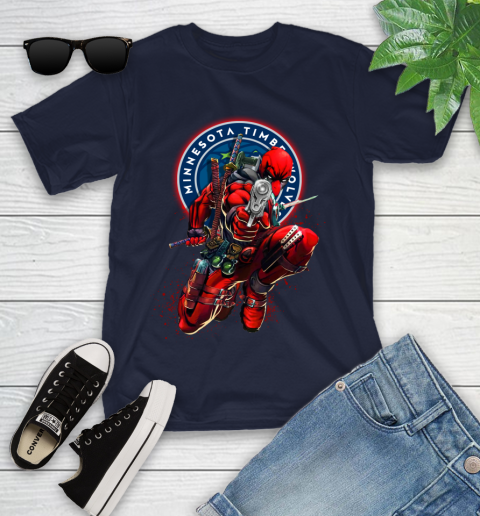 NBA Deadpool Marvel Comics Sports Basketball Minnesota Timberwolves Youth T-Shirt 3