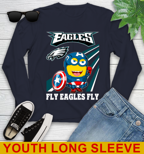 NFL Football Philadelphia Eagles Captain America Marvel Avengers Minion Shirt Youth Long Sleeve 2