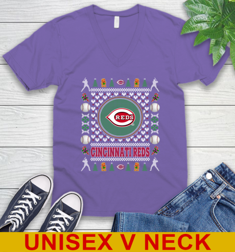 Cincinnati Reds Merry Christmas MLB Baseball Loyal Fan V-Neck T-Shirt 9 Cincinnati Reds Merry Christmas MLB Baseball Loyal Fan V-Neck T-Shirt - Image 9