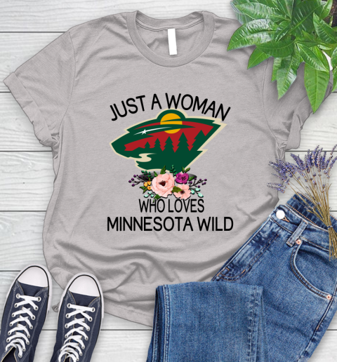 NHL Just A Woman Who Loves Minnesota Wild Hockey Sports Women's T-Shirt 10