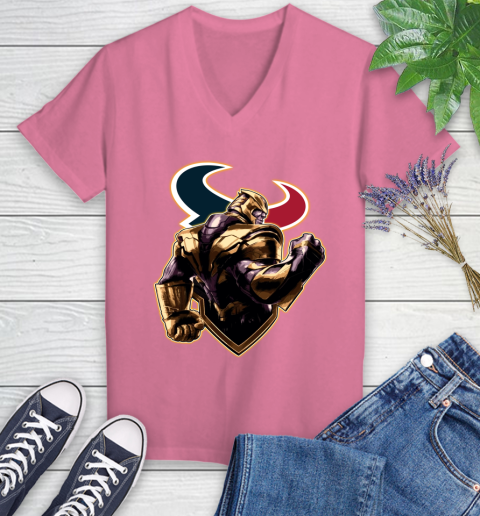 NFL Thanos Avengers Endgame Football Sports Houston Texans Women's V-Neck T-Shirt 13