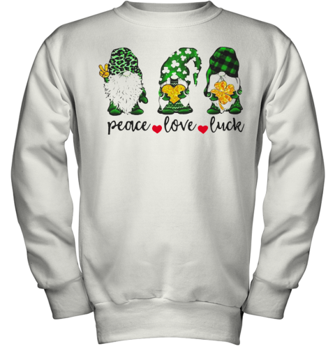 St Patrick'S Day Gnome Peace Love Luck Youth Sweatshirt