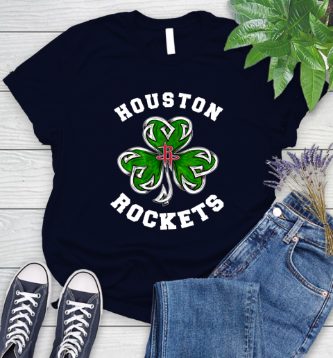 NBA Houston Rockets Three Leaf Clover St Patrick's Day Basketball Sports Women's T-Shirt 2