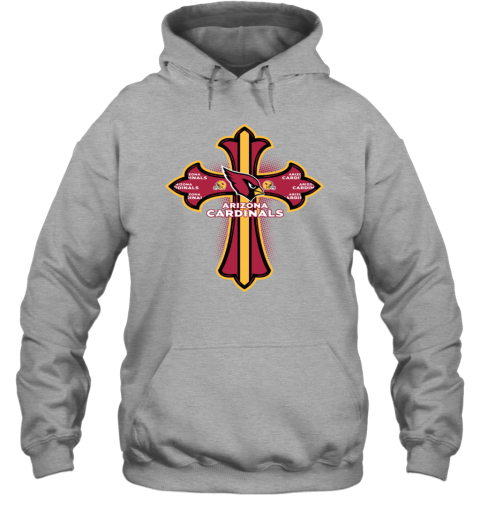 NFL Yellow Crusader Cross Arizona Cardinals Hoodie 8orf nfl yellow crusader cross arizona cardinals hoodie 23 front sport grey