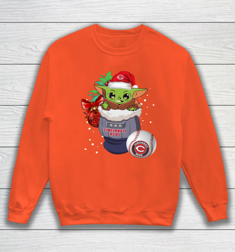 Cincinnati Reds Christmas Baby Yoda Star Wars Funny Happy MLB Sweatshirt 4