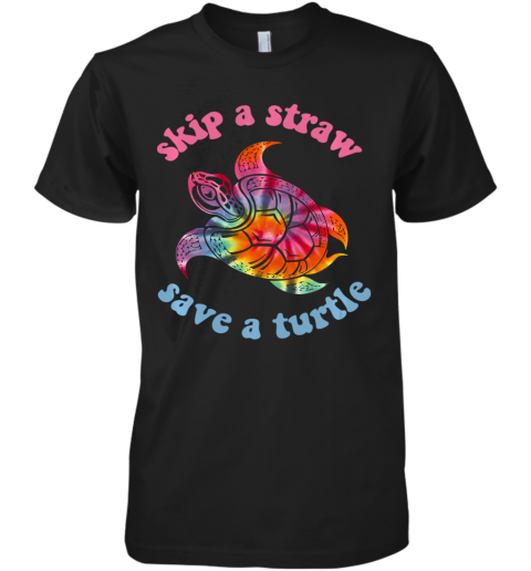 Skip A Straw Save A Turtle Tribal Retro 90's Aesthetic Long Sleeve Premium Men's T-Shirt