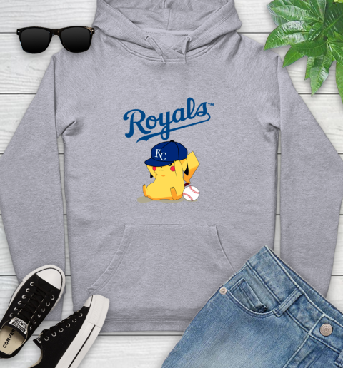MLB Pikachu Baseball Sports Kansas City Royals Youth Hoodie 6