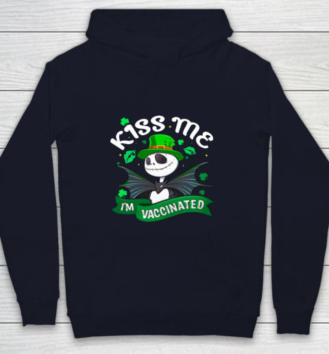 Kiss Me I'm Vaccinated Patrick's Day Jack Skellington Youth Hoodie 2