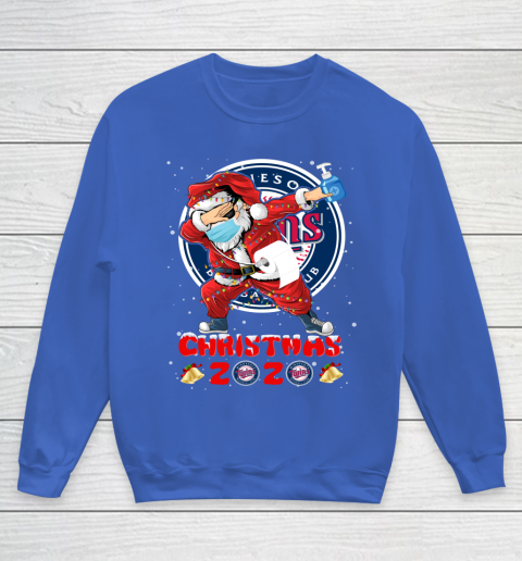 Minnesota Twins Funny Santa Claus Dabbing Christmas 2020 MLB Youth Sweatshirt 6