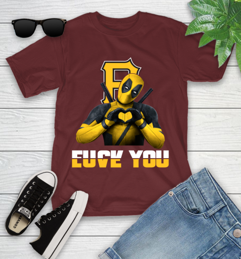 MLB Pittsburgh Pirates Deadpool Love You Fuck You Baseball Sports Youth T-Shirt 29