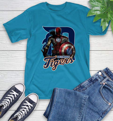 MLB Captain America Thor Spider Man Hawkeye Avengers Endgame Baseball Detroit Tigers T-Shirt 8