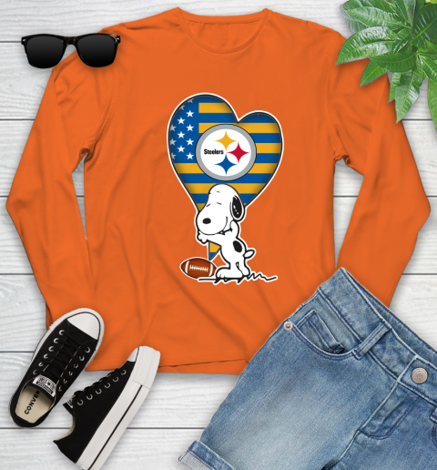 Pittsburgh Steelers NFL Football The Peanuts Movie Adorable Snoopy Youth Long Sleeve 4