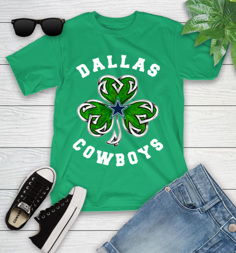 NFL Dallas Cowboys Three Leaf Clover St Patrick's Day Football Sports Youth T-Shirt 8