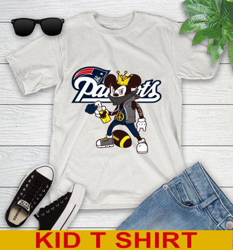 New England Patriots NFL Football Mickey Peace Sign Sports Youth T-Shirt 12
