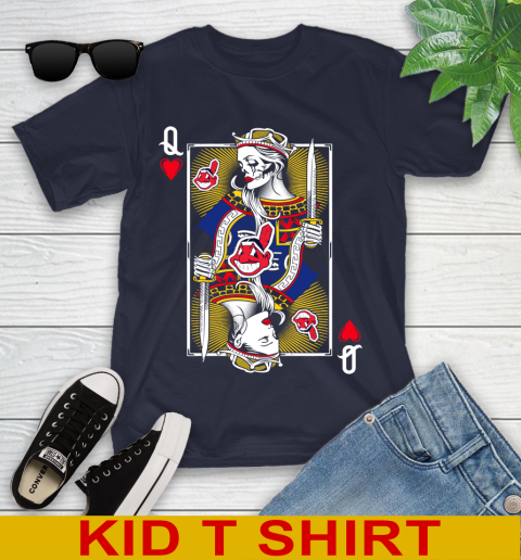 MLB Baseball Cleveland Indians The Queen Of Hearts Card Shirt Youth T-Shirt 2