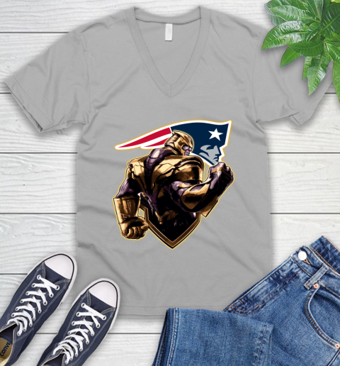 NFL Thanos Avengers Endgame Football Sports New England Patriots V-Neck T-Shirt 4