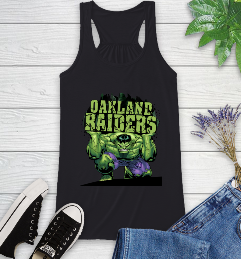Oakland Raiders NFL Football Incredible Hulk Marvel Avengers Sports Racerback Tank - Image 3