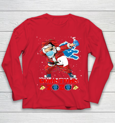Detroit Lions Funny Santa Claus Dabbing Christmas 2020 NFL Youth Long Sleeve 8