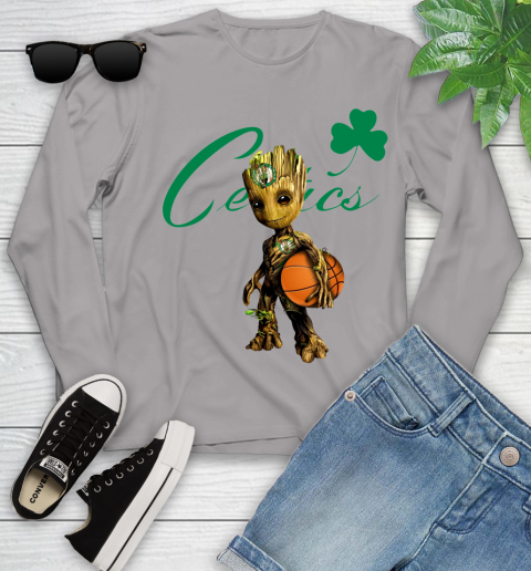 Boston Celtics NBA Basketball Groot Marvel Guardians Of The Galaxy Youth Long Sleeve 5