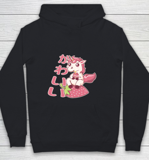 Strawberry Milk Shake Carton  Kawaii Chibi Unicorn Japanese Youth Hoodie