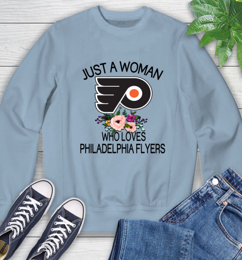NHL Just A Woman Who Loves Philadelphia Flyers Hockey Sports Sweatshirt 5