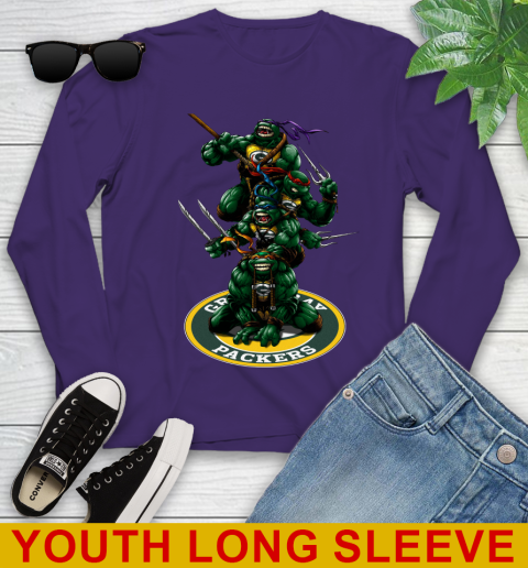 NFL Football Green Bay Packers Teenage Mutant Ninja Turtles Shirt Youth Long Sleeve - Image 6