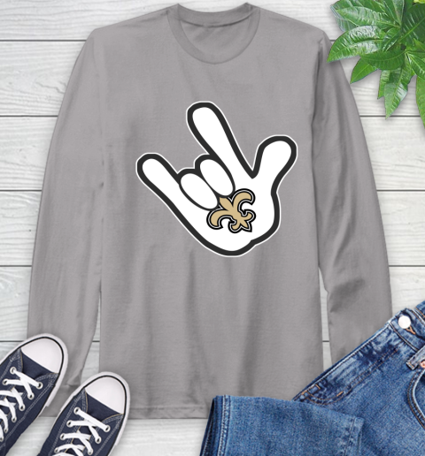 New Orleans Saints NFL Football Mickey Rock Hand Disney Long Sleeve T-Shirt 6