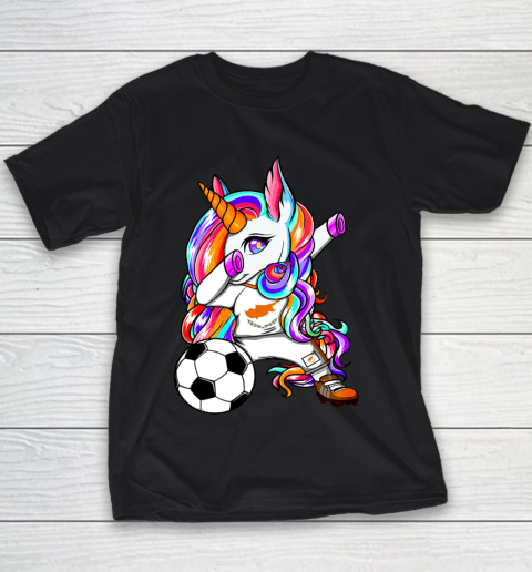 Dabbing Unicorn Cyprus Soccer Fans Jersey Cypriot Football Youth T-Shirt