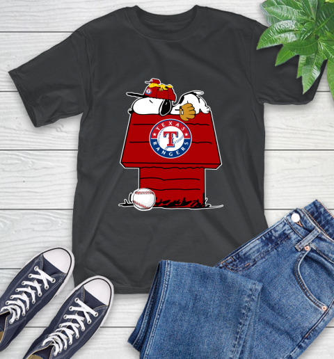 MLB Texas Rangers Snoopy Woodstock The Peanuts Movie Baseball T Shirt T-Shirt 2