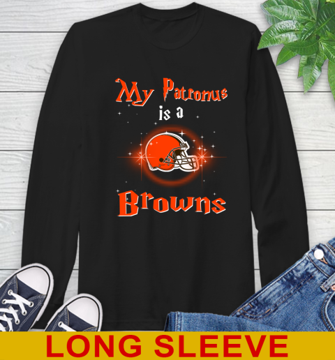 NFL Football Harry Potter My Patronus Is A Cleveland Browns Long Sleeve T-Shirt