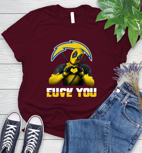 NHL San Diego Chargers Deadpool Love You Fuck You Football Sports Women's T-Shirt 7