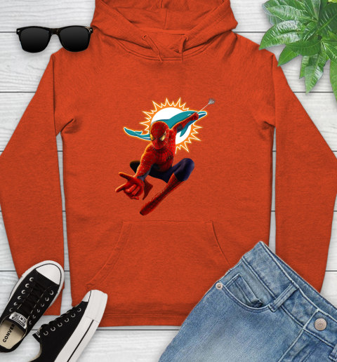 NFL Spider Man Avengers Endgame Football Miami Dolphins Youth Hoodie 5