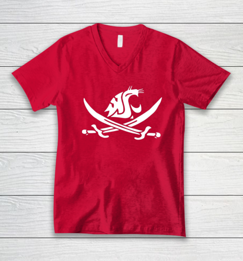 WSU Pirate Shirt Mike Leach WSU Pirate Sword V-Neck T-Shirt 5