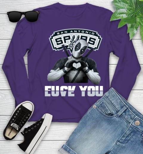 NBA San Antonio Spurs Deadpool Love You Fuck You Basketball Sports Youth Long Sleeve 4