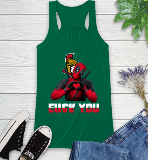 NHL Ottawa Senators Deadpool Love You Fuck You Hockey Sports Racerback Tank 6
